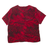 Womens Printed Blouse Red V-Neck Floral M