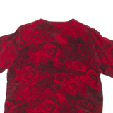 Womens Printed Blouse Red V-Neck Floral M