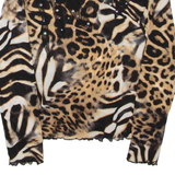 KFG Womens Printed Top Brown Long Sleeve Animal Print M