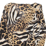 KFG Womens Printed Top Brown Long Sleeve Animal Print M