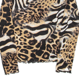 KFG Womens Printed Top Brown Long Sleeve Animal Print M