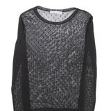 PULL&BEAR Sheer Womens Top Black Long Sleeve Spotted XS