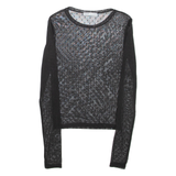 PULL&BEAR Sheer Womens Top Black Long Sleeve Spotted XS