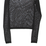 PULL&BEAR Sheer Womens Top Black Long Sleeve Spotted XS