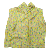Womens Printed Blouse Green Collared Sleeveless Spotted L