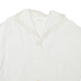 Womens Blouse White V-Neck M