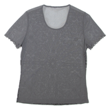 Sheer Womens Printed Top Grey Floral M