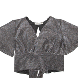 TERRANOVA Womens Cropped Blouse Silver S