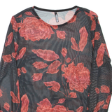 CHICOREE Womens Printed Top Black Long Sleeve Floral XXS
