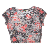 Womens Cropped Top Black Floral S