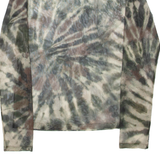 ZARA Sheer Womens Printed Top Green Long Sleeve M