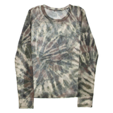 ZARA Sheer Womens Printed Top Green Long Sleeve M