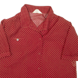 Womens Printed Blouse Red Collared Spotted L
