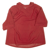 Womens Printed Blouse Red Collared Spotted L