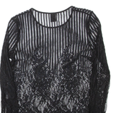 ZEBRA Sheer Womens Top Black Long Sleeve S