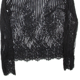 ZEBRA Sheer Womens Top Black Long Sleeve S