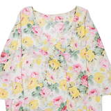 Womens Printed Top Beige V-Neck Floral XL