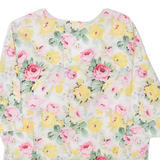 Womens Printed Top Beige V-Neck Floral XL