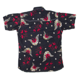 Womens Printed Shirt Black Collared Floral M