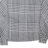 Womens Printed Blouse Black Collared Long Sleeve Check XL