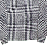 Womens Printed Blouse Black Collared Long Sleeve Check XL