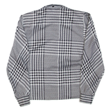 Womens Printed Blouse Black Collared Long Sleeve Check XL