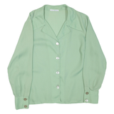 KELLER ERNESTINE Womens Blouse Green Collared Long Sleeve L