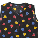 Womens Printed Top Black Sleeveless Floral XL