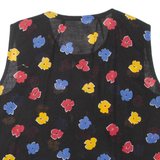 Womens Printed Top Black Sleeveless Floral XL