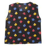 Womens Printed Top Black Sleeveless Floral XL