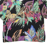 Womens Printed Shirt Black Collared Floral 2XL