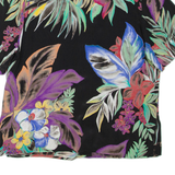 Womens Printed Shirt Black Collared Floral 2XL