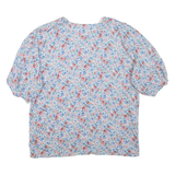 Womens Printed Top Blue V-Neck Floral UK 14