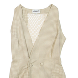 AVANT Womens Printed Blouse Beige V-Neck Sleeveless Check M