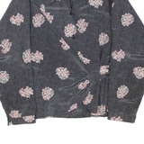 Womens Printed Blouse Grey Collared Long Sleeve Spotted XL