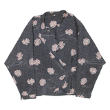 Womens Printed Blouse Grey Collared Long Sleeve Spotted XL