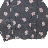 Womens Printed Blouse Grey Collared Long Sleeve Spotted XL