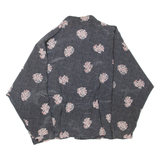 Womens Printed Blouse Grey Collared Long Sleeve Spotted XL