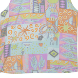 Womens Printed Top Blue Sleeveless Crazy Pattern L