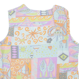 Womens Printed Top Blue Sleeveless Crazy Pattern L