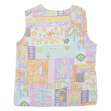 Womens Printed Top Blue Sleeveless Crazy Pattern L