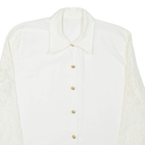 Lace Womens Shirt White Collared Long Sleeve XL