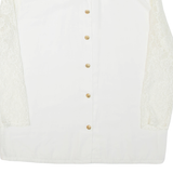 Lace Womens Shirt White Collared Long Sleeve XL