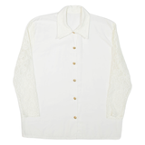 Lace Womens Shirt White Collared Long Sleeve XL