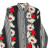ROMANA Womens Printed Shirt Black Collared Long Sleeve Floral XL