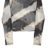 BERSHKA Sheer Womens Printed Top Black Long Sleeve XS