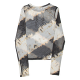 BERSHKA Sheer Womens Printed Top Black Long Sleeve XS