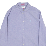 TOMMY JEANS Slim Fit Mens Plain Shirt Purple Long Sleeve 2XL