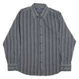 BEN SHERMAN Mens Shirt Grey Striped Long Sleeve XL