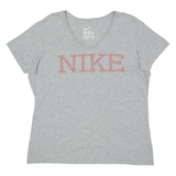 NIKE Slim Fit Womens T-Shirt Grey V-Neck XL